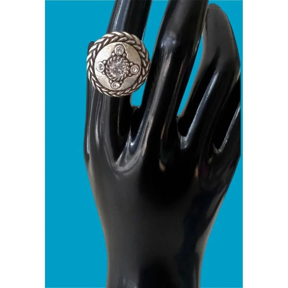 Brighton Hammered GALADRIEL Swarvoski Crystals Ring Size 7 - Picture 3 of 5